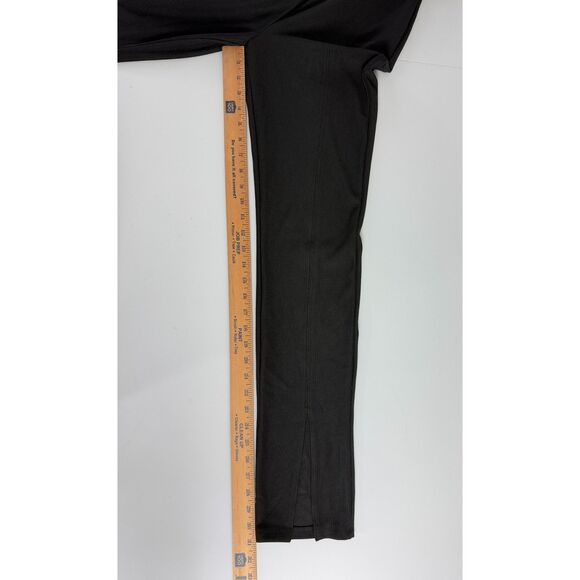 Stradivarius Black Ribbed Pull On Pants Front Split Polyester Elastane Women's M - Picture 9 of 10